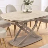 Riess-Ambiente Esstische > Ausziehbarer Esstisch INCEPTION 130-190cm oval Travertin Keramik champagner greige