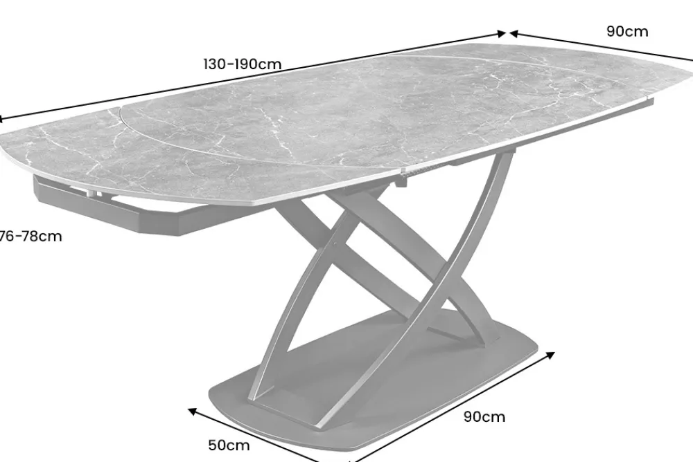 Riess-Ambiente Esstische > Ausziehbarer Esstisch INCEPTION 130-190cm oval Travertin Keramik champagner greige