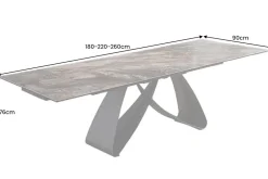 Riess-Ambiente Industrial Loft|Esstische > Ausziehbarer Esstisch INFINITY 180-260cm taupe Keramik Marmor schwarz Metall