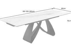 Riess-Ambiente Industrial Loft|Esstische > Ausziehbarer Esstisch INFINITY 180-260cm weiß Keramik Marmor schwarz Metall