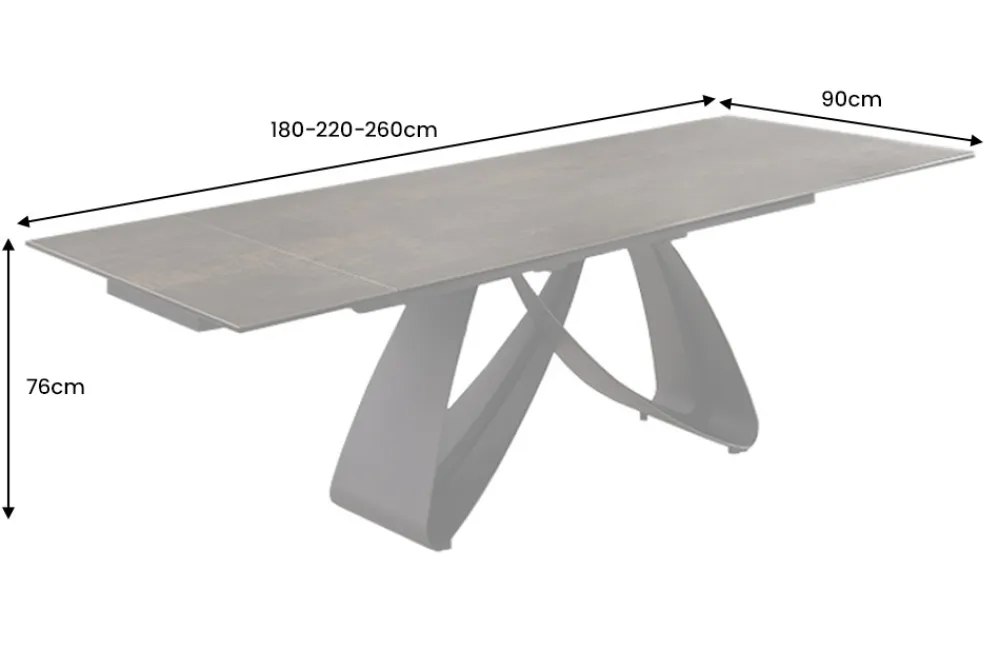 Riess-Ambiente Industrial Loft|Esstische > Ausziehbarer Esstisch INFINITY 180-260cm rost Keramik Marmor schwarz Metall