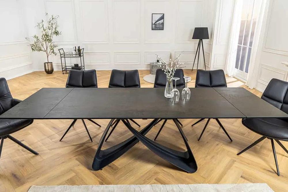 Riess-Ambiente Industrial Loft|Esstische > Ausziehbarer Esstisch INFINITY 180-260cm rost Keramik Marmor schwarz Metall