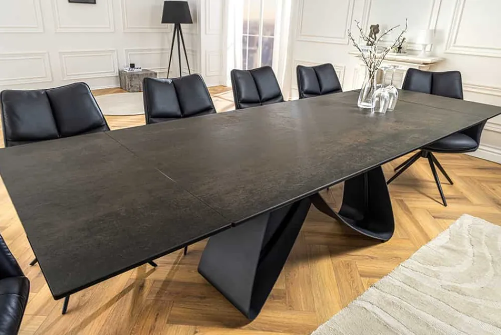 Riess-Ambiente Industrial Loft|Esstische > Ausziehbarer Esstisch INFINITY 180-260cm rost Keramik Marmor schwarz Metall
