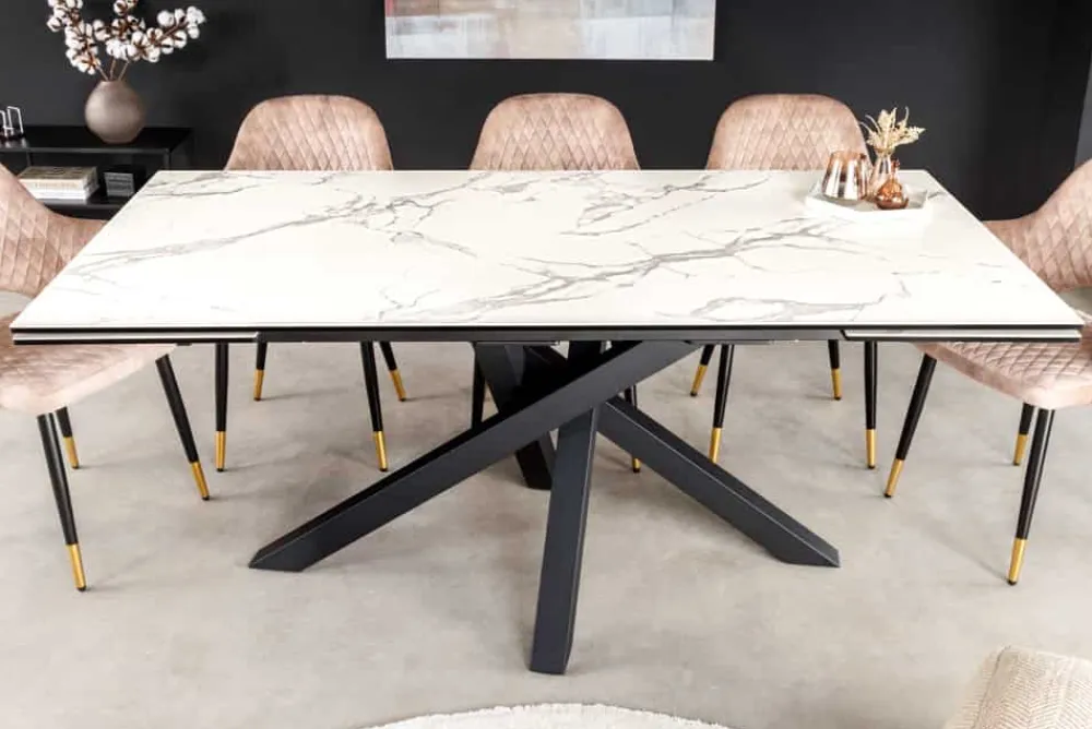 Riess-Ambiente Esstische > Ausziehbarer Esstisch MARVELOUS 180-220-260cm weiß Marmor Keramik made in Italy