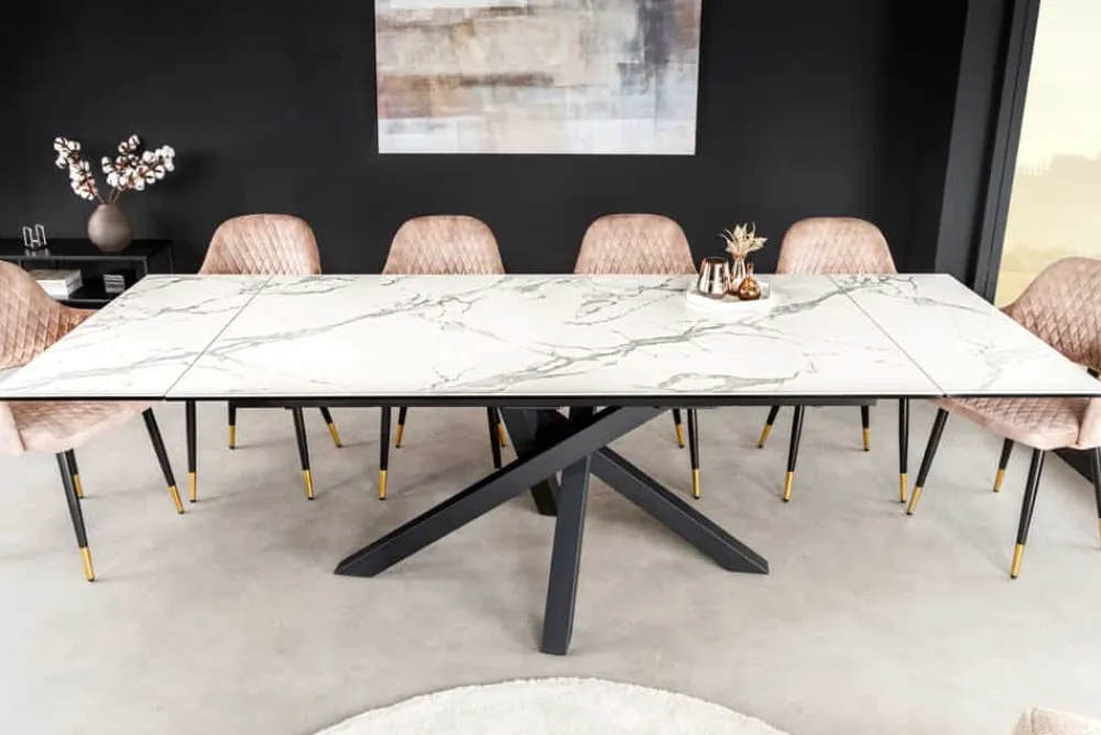 Riess-Ambiente Esstische > Ausziehbarer Esstisch MARVELOUS 180-220-260cm weiß Marmor Keramik made in Italy