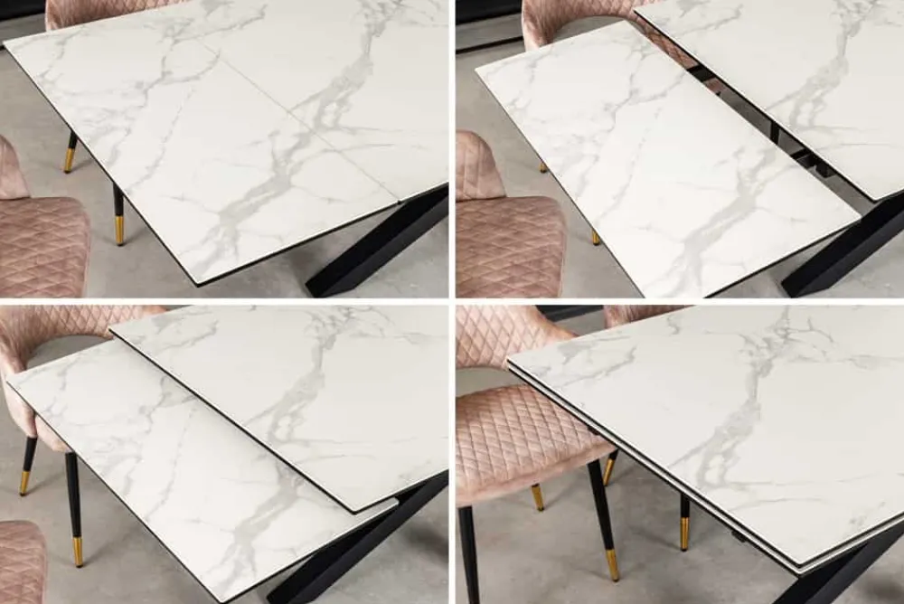 Riess-Ambiente Esstische > Ausziehbarer Esstisch MARVELOUS 180-220-260cm weiß Marmor Keramik made in Italy