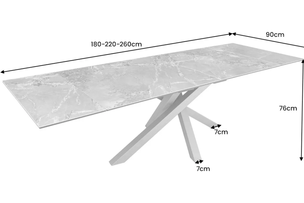 Riess-Ambiente Esstische > Ausziehbarer Esstisch MARVELOUS 180-220-260cm weiß Marmor Keramik made in Italy