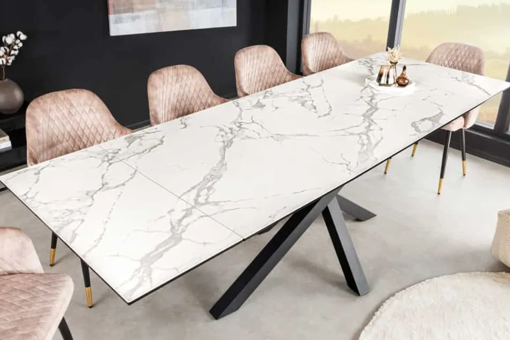 Riess-Ambiente Esstische > Ausziehbarer Esstisch MARVELOUS 180-220-260cm weiß Marmor Keramik made in Italy