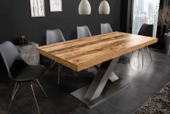 Riess-Ambiente Industrial Loft|Esstische > Ausziehbarer Esstisch MONTREAL 180-280cm natur Plankeneiche Holz-Design Schwarzstahl
