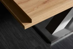 Riess-Ambiente Industrial Loft|Esstische > Ausziehbarer Esstisch MONTREAL 180-280cm Asteiche Holz X-Gestell Schwarzstahl