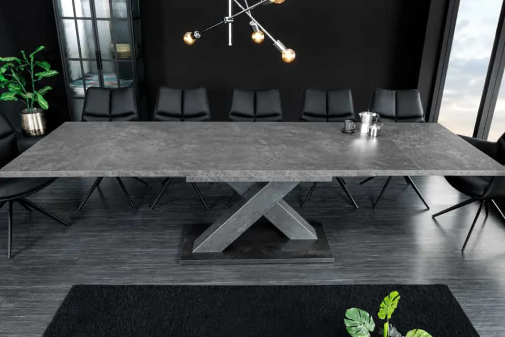 Riess-Ambiente Industrial Loft|Esstische > Ausziehbarer Esstisch MONTREAL 180-280cm grau graphit Keramik-Design X-Gestell