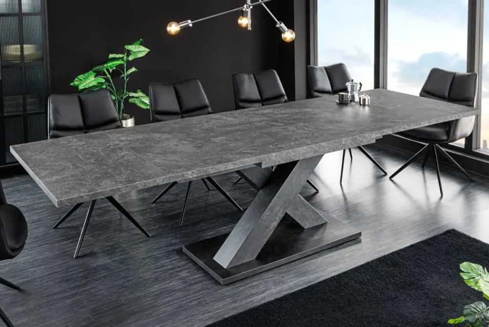 Riess-Ambiente Industrial Loft|Esstische > Ausziehbarer Esstisch MONTREAL 180-280cm grau graphit Keramik-Design X-Gestell