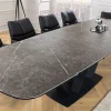 Riess-Ambiente Industrial Loft|Esstische > Ausziehbarer Esstisch PAPILLON 180-260cm graphit Keramik Marmor schwarz Metall