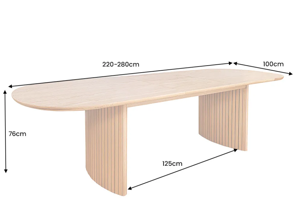 Riess-Ambiente Skandinavisch|Esstische > Ausziehbarer Esstisch VALHALLA WOOD 220-280cm natur Eichenholz