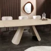 Riess-Ambiente Esstische > Ausziehbarer Esstisch VOGUE 160-240cm beige Keramik Travertin Metall champagner greige