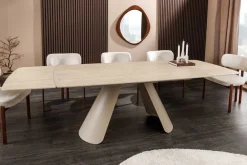 Riess-Ambiente Esstische > Ausziehbarer Esstisch VOGUE 160-240cm beige Keramik Travertin Metall champagner greige