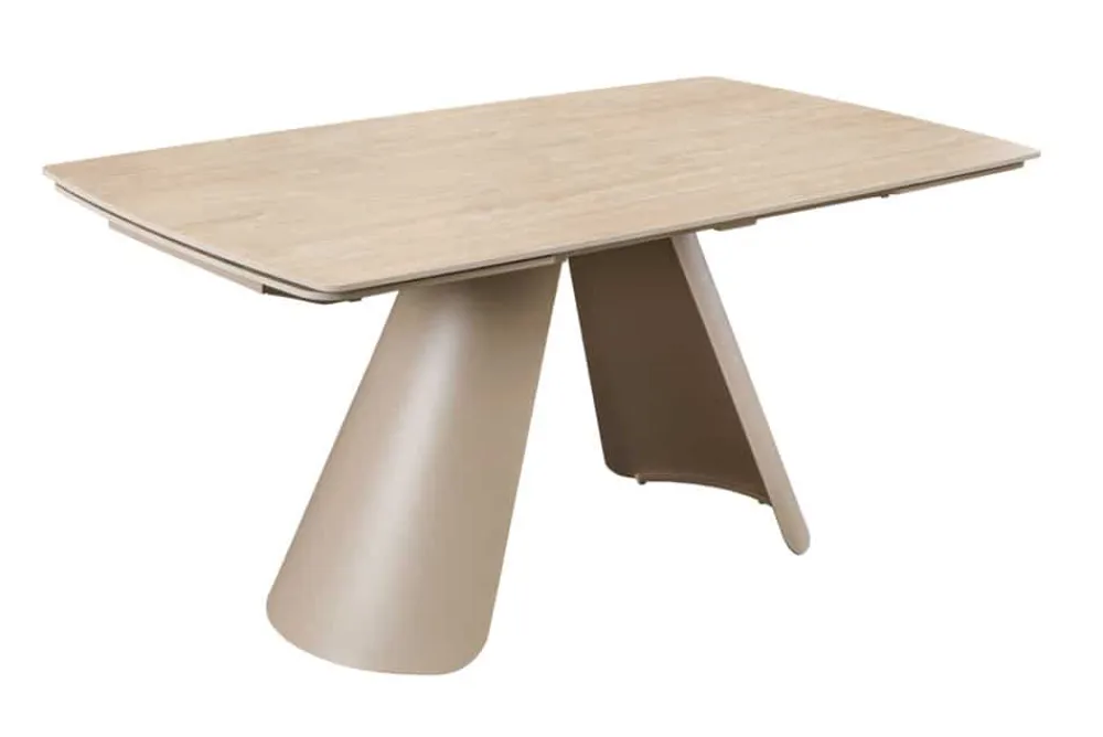 Riess-Ambiente Esstische > Ausziehbarer Esstisch VOGUE 160-240cm beige Keramik Travertin Metall champagner greige