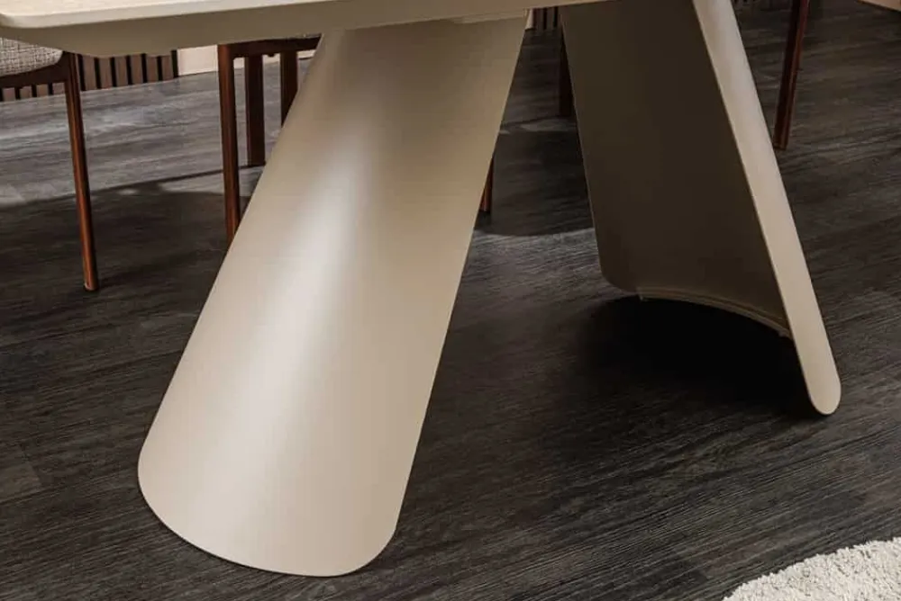 Riess-Ambiente Esstische > Ausziehbarer Esstisch VOGUE 160-240cm beige Keramik Travertin Metall champagner greige