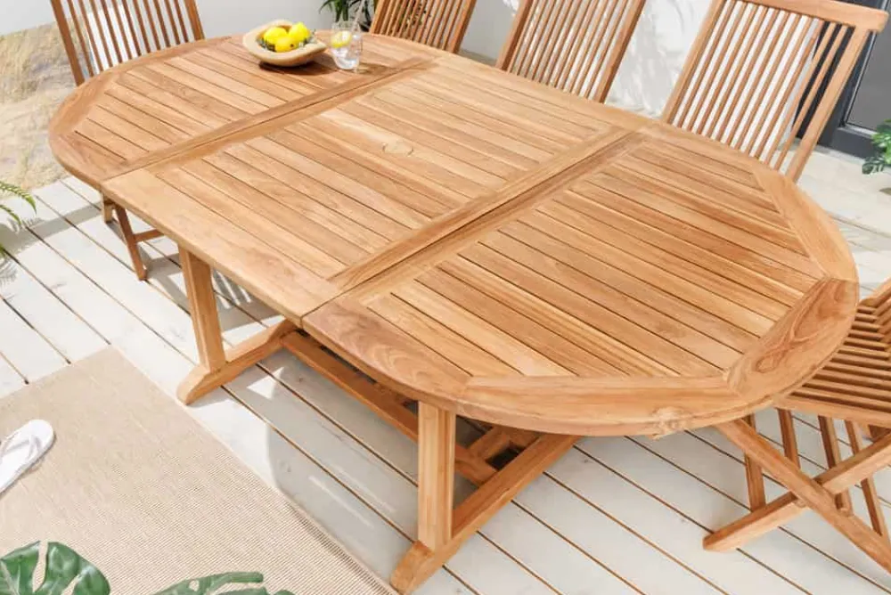 Riess-Ambiente Mehr...|Massivholz Gartenmöbel > Ausziehbarer Gartentisch EMPIRE TEAK 120-180cm natur Massivholz oval