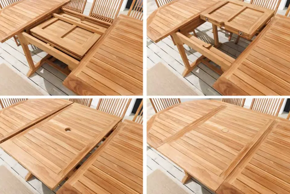 Riess-Ambiente Mehr...|Massivholz Gartenmöbel > Ausziehbarer Gartentisch EMPIRE TEAK 120-180cm natur Massivholz oval
