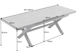 Riess-Ambiente Haus & Garten|Esstische > Ausziehbarer In- und Outdoor Esstisch EMPIRE 180-240cm hellgrau Keramik anthrazit