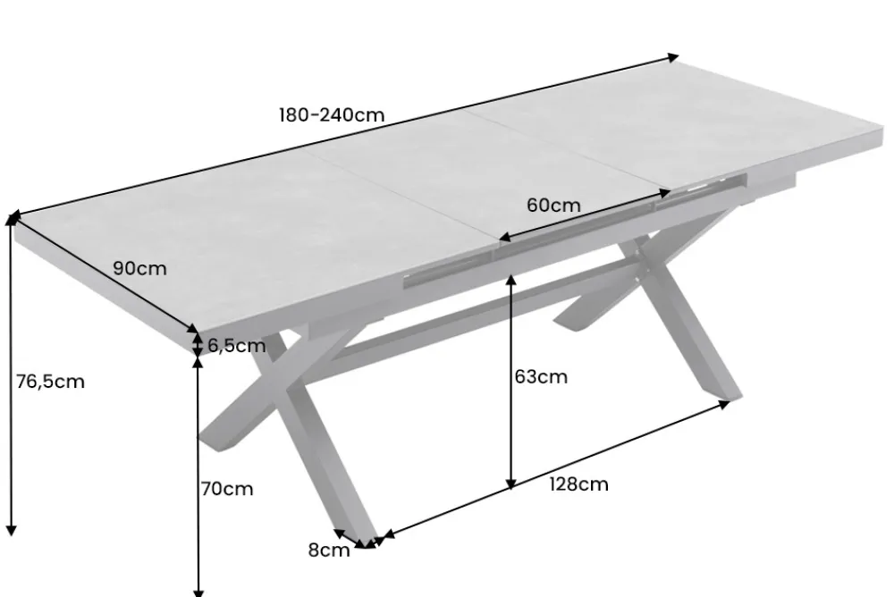 Riess-Ambiente Haus & Garten|Esstische > Ausziehbarer In- und Outdoor Esstisch EMPIRE 180-240cm hellgrau Keramik anthrazit