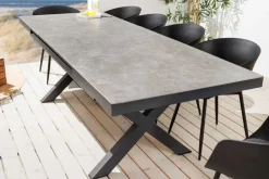 Riess-Ambiente Haus & Garten|Esstische > Ausziehbarer In- und Outdoor Esstisch EMPIRE 180-240cm hellgrau Keramik anthrazit