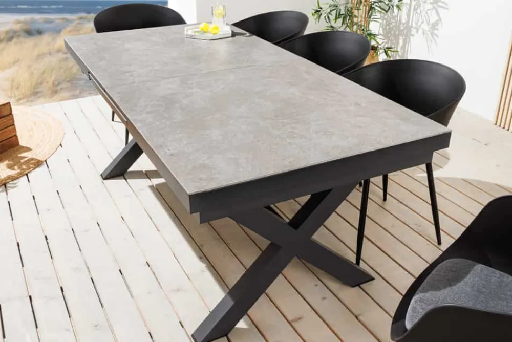 Riess-Ambiente Haus & Garten|Esstische > Ausziehbarer In- und Outdoor Esstisch EMPIRE 180-240cm hellgrau Keramik anthrazit