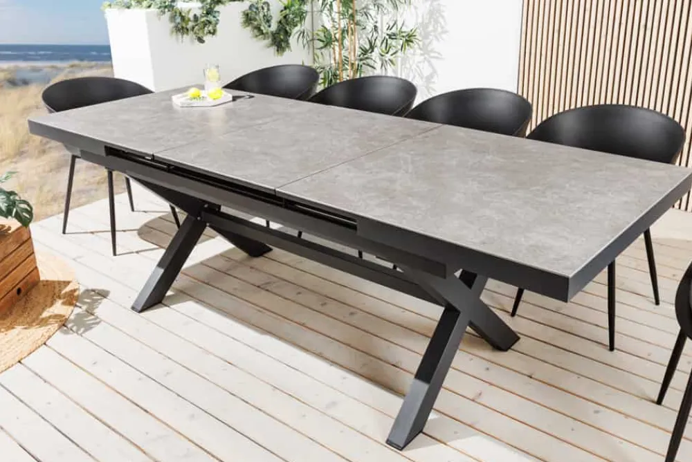 Riess-Ambiente Haus & Garten|Esstische > Ausziehbarer In- und Outdoor Esstisch EMPIRE 180-240cm hellgrau Keramik anthrazit