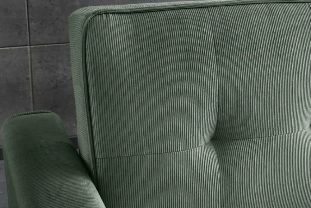 Riess-Ambiente 2-Sitzer Sofa|Retro Möbel > Ausziehbares Schlafsofa SMART 180cm grün Cord 2-Sitzer Couch mit Nosagfederung