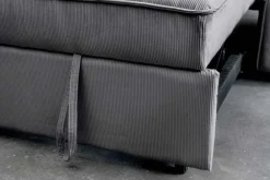 Riess-Ambiente 2-Sitzer Sofa|Retro Möbel > Ausziehbares Schlafsofa SMART 180cm grau Cord 2-Sitzer Couch mit Nosagfederung