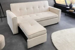 Riess-Ambiente 2-Sitzer Sofa|Retro Möbel > Ausziehbares Schlafsofa SMART 180cm beige Cord 2-Sitzer Couch mit Nosagfederung