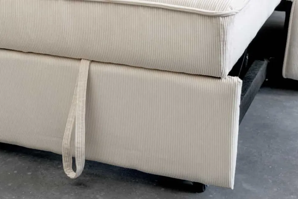 Riess-Ambiente 2-Sitzer Sofa|Retro Möbel > Ausziehbares Schlafsofa SMART 180cm beige Cord 2-Sitzer Couch mit Nosagfederung