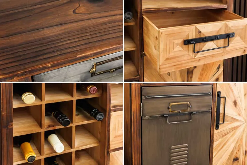 Riess-Ambiente Mehr...|Mehr... > Authentischer Barschrank ATELIER 120cm natur Pinienholz Metall-Vintage-Bar
