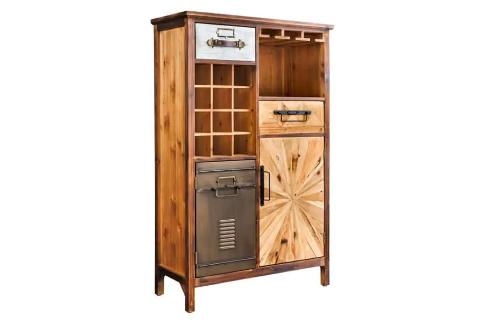 Riess-Ambiente Mehr...|Mehr... > Authentischer Barschrank ATELIER 120cm natur Pinienholz Metall-Vintage-Bar