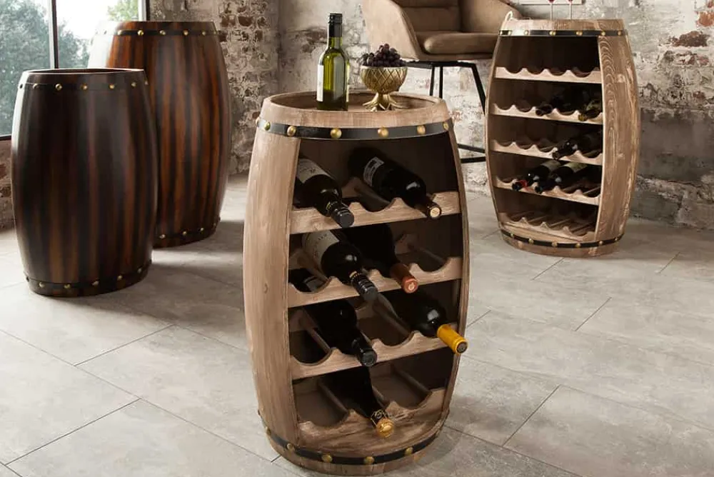Riess-Ambiente Weinregale|Barschränke > Authentisches Weinregal BODEGA 65cm natur Pinie Weinfass Shabby Chic