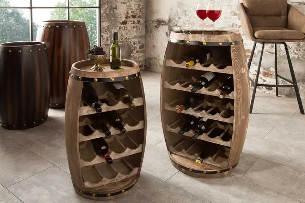 Riess-Ambiente Weinregale|Barschränke > Authentisches Weinregal BODEGA 65cm natur Pinie Weinfass Shabby Chic
