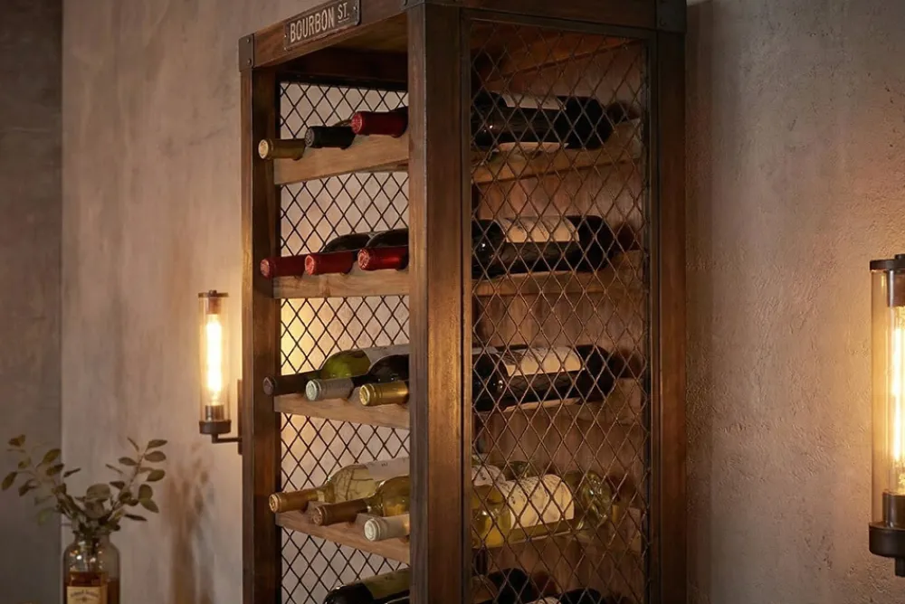 Riess-Ambiente Mehr...|Massivholzregale > Authentisches Weinregal BODEGA 190cm natur Pinienholz Flaschenregal Schubladen