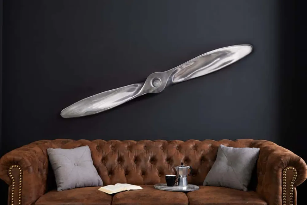 Riess-Ambiente Wanddekoration|Industrial Loft > Authentische Wanddekoration SCREW II 110cm silber Flugzeug Propeller