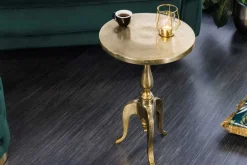 Riess-Ambiente Beistelltische|Goldene Möbel > Barock Beistelltisch SAVOY 55cm gold Metall Dreibein rund Vintage