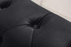 Riess-Ambiente Samt Möbel|3-Sitzer Sofa > Barock Sofa CHESTERFIELD 205cm schwarz Samt Federkern Knopfheftung 3-Sitzer Couch