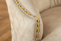 Riess-Ambiente Stühle|Samt Möbel > Barock Stuhl CASTLE DELUXE beige Samt gold Edelstahl mit Löwenkopf Ziernieten