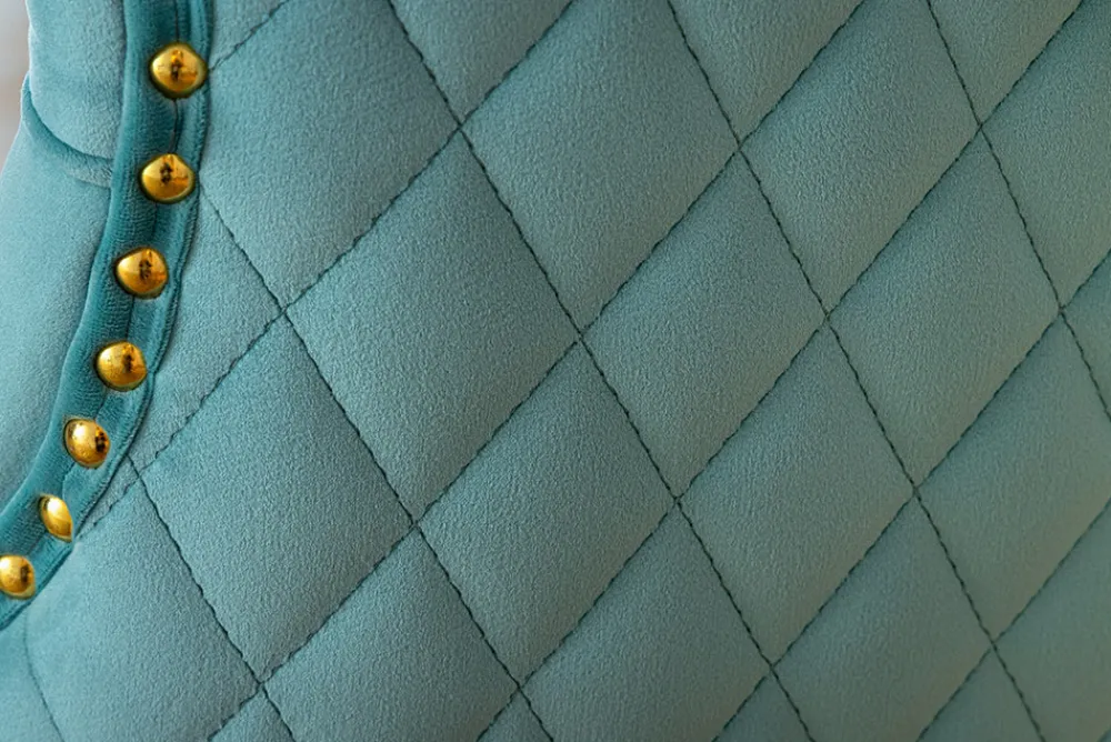Riess-Ambiente Stühle|Samt Möbel > Barock Stuhl CASTLE DELUXE blau Samt gold Edelstahl mit Löwenkopf Chesterfield