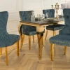 Riess-Ambiente Stühle|Samt Möbel > Barock Stuhl CASTLE DELUXE petrol Samt gold Edelstahl mit Löwenkopf Ziernieten