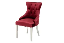 Riess-Ambiente Stühle|Samt Möbel > Barock Stuhl CASTLE DELUXE rot Samt Löwenkopf Chesterfield Design Esszimmerstuhl Nieten