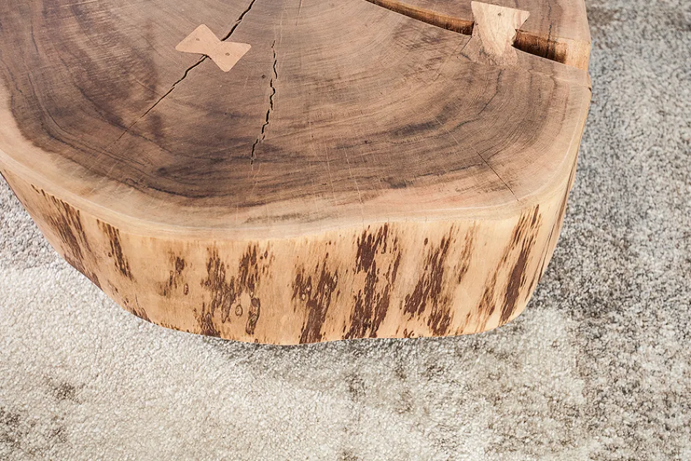 Riess-Ambiente Mehr...|Couchtische > Baumstamm Couchtisch GOA 60cm natur Akazie Massivholz rund mit Rollen Unikat
