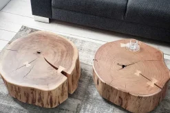 Riess-Ambiente Mehr...|Couchtische > Baumstamm Couchtisch GOA 60cm natur Akazie Massivholz rund mit Rollen Unikat