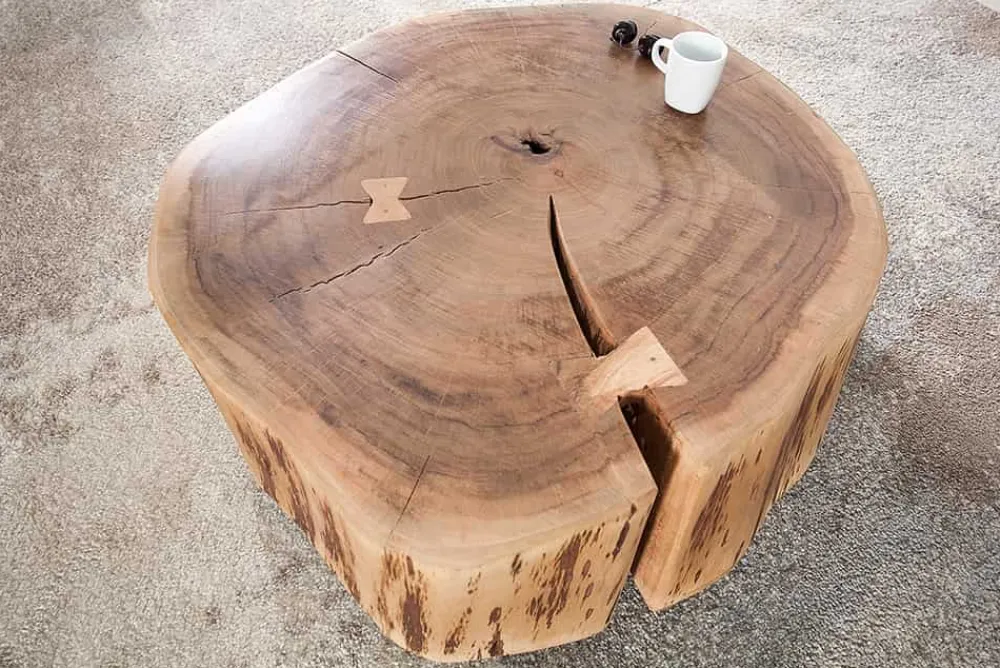 Riess-Ambiente Mehr...|Couchtische > Baumstamm Couchtisch GOA 60cm natur Akazie Massivholz rund mit Rollen Unikat