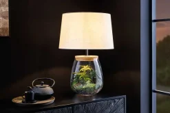 Riess-Ambiente Tischlampen > Befüllbare Tischlampe CLASSICO 60cm weiß transparent Glas mit Leinenschirm
