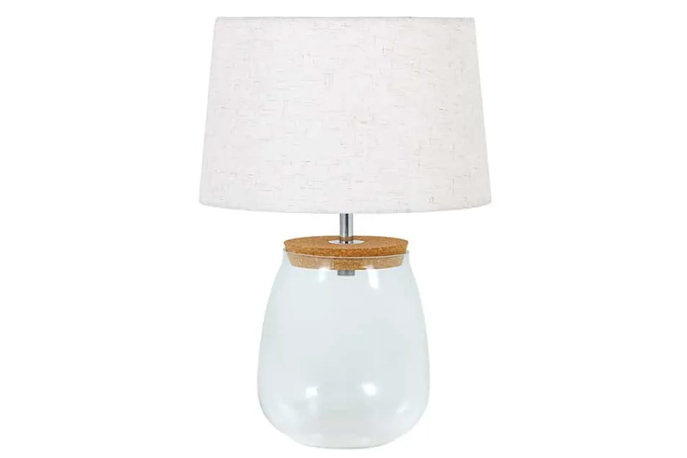 Riess-Ambiente Tischlampen > Befüllbare Tischlampe CLASSICO 60cm weiß transparent Glas mit Leinenschirm